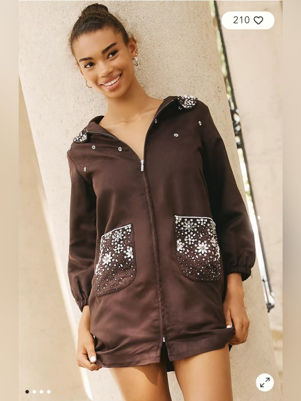 NWT Anthropologie Take Brown Faux Suede Embellished Dress 🌸 Size XL